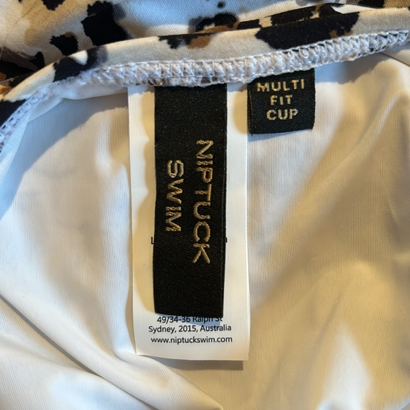 NWT Nip Tuck Swim one piece leopard print bathing suit with wrap top & ruching - Picture 7 of 16